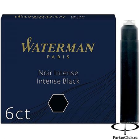 Черные короткие картриджи Waterman (Ватерман) International Black 6шт
